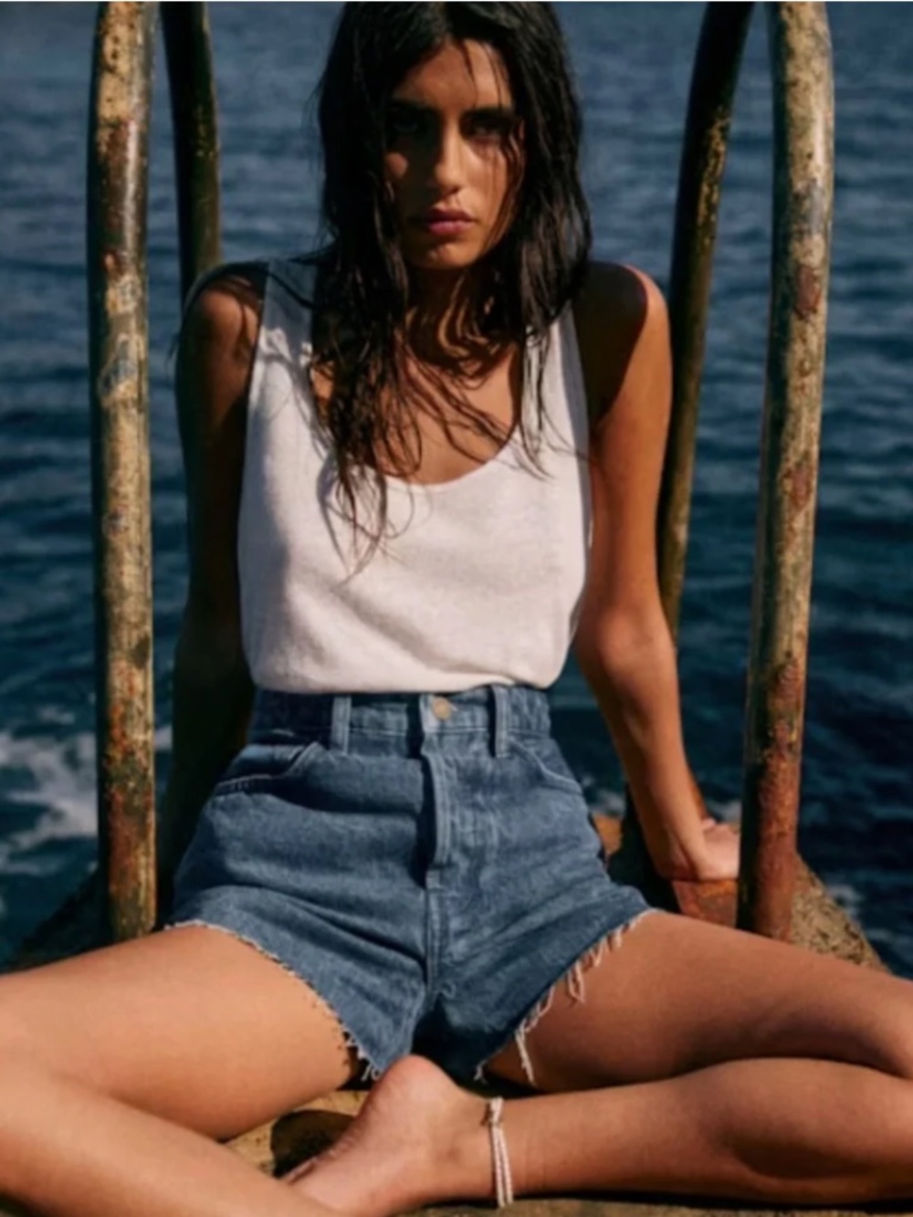 Sezane Le Summer Shorts Denim Blue